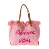 Large Capacity Handbag Woman Bag Design Simple Travel Beach Tote Bag Tassel Letter Embroidery Fashion Shoulder Bags 2025