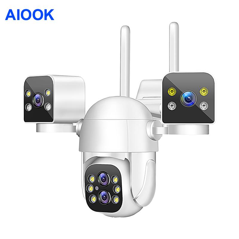 AIOOK Домашняя наружная камера безопасности HD 16MP 10X ZOOM WiFi Водонепроницаемая камера ночного видения IP CCTV Двусторонняя аудиосвязь Интерком Видеорегистратор PTZ Обнаружение движения