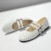 Fashion Elegant Polka Dot Brand Ballet Flats Women Fashion Round Toe Shallow Buckle Designer Shoes Comfortable Soft Sole Mary Jane Shoes
