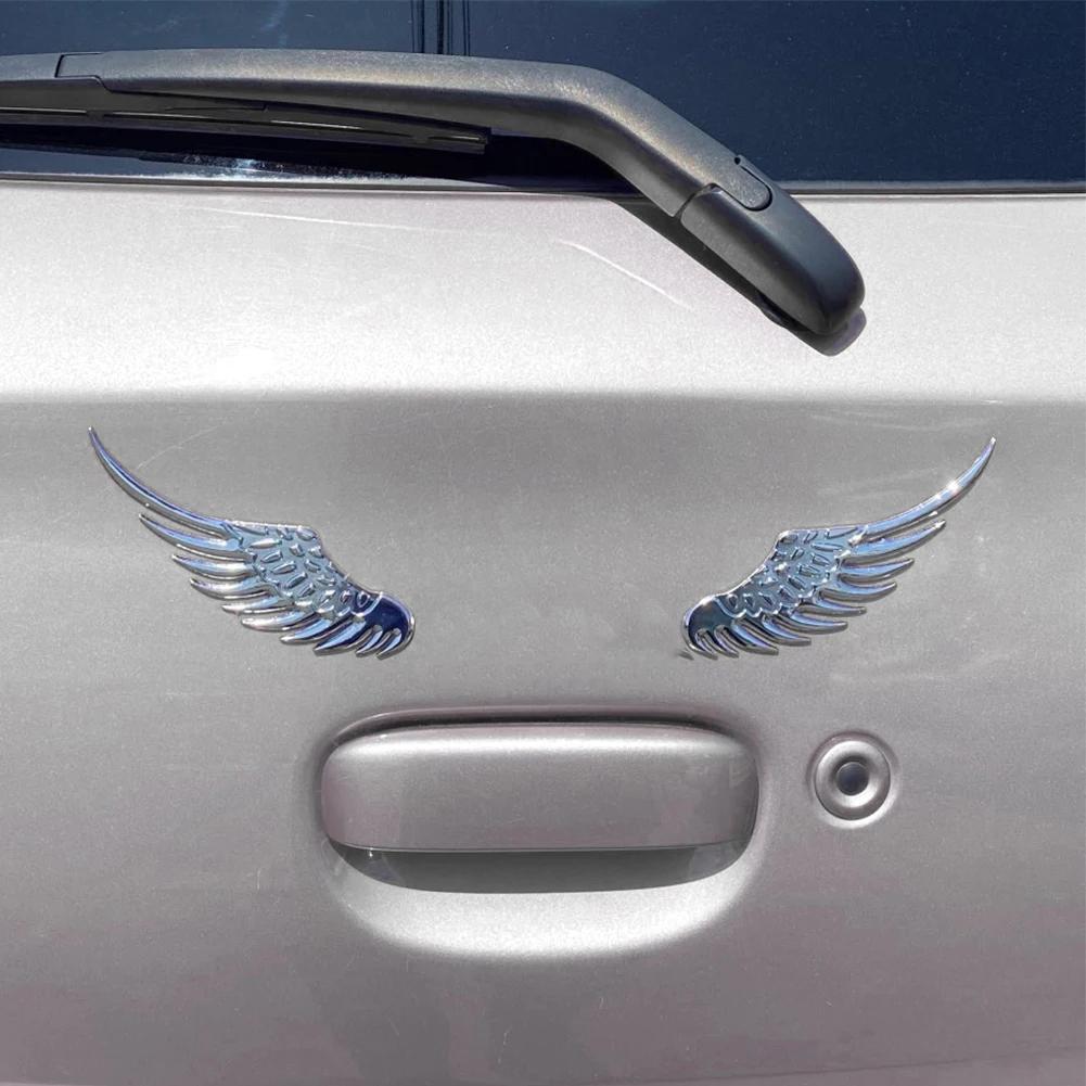 Автомобиль Авто Мотоцикл Наклейка на кузов 3D Орел Крылья ангела Стиль значка Металлические алюминиевые наклейки Серебристый/Золотистый Внешние аксессуары