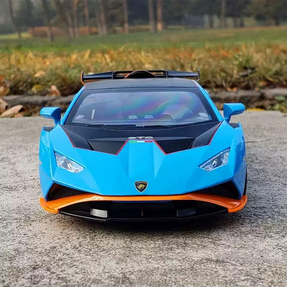 МояМашина 1:Масштабная модель Lamborghini Huracan STO из литого металла - Синяя Коллекционная фигурка и Декор для витрины