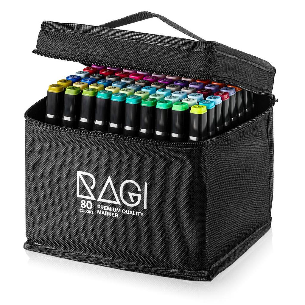 RAGI Alcohol Markers 80 Double-sided Felt-tip Pens, Dual Tip, Professional Artistic Drawing Set