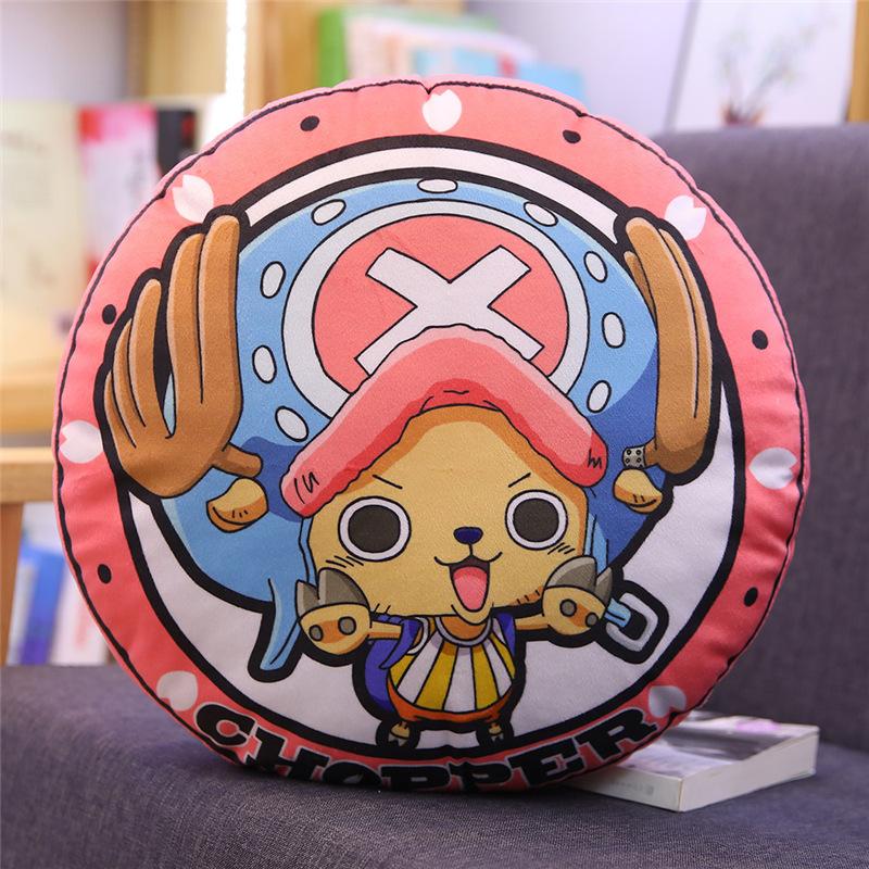 Новая круглая подушка One Piece Аниме Периферия Луффи Чоппер Двусторонняя печать Подушка для сна Подушка Декор для комнаты Дивана Подарок