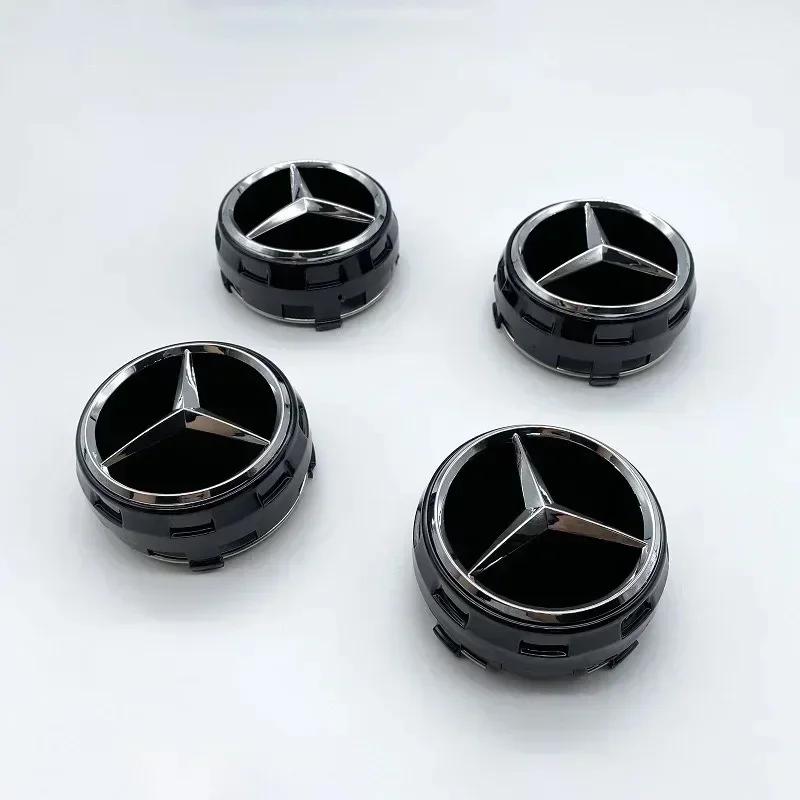 AABGU1 Black Red Raised New 4pcs 75mm For Mercedes Benz AMG A0004000900 Car Styling Wheel Center Cap Hub Covers Badge Car Accessories