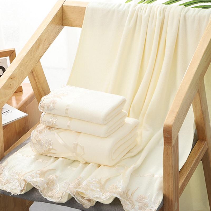 Набор полотенец из микрофибры, роскошное кружевное вышитое банное полотенце, подарочный набор, полотенце для лица, банное полотенце, быстросохнущие махровые полотенца