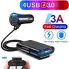 Universal 4 Ports USB Car Charger Front Seat Back Seat QC3.0 Quick Charging USB Adapter for Car Charger USB Fast Charger
