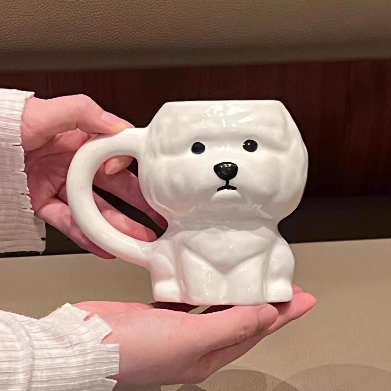 Керамическая кружка для щенка бишона, милая, креативная, забавная, для дома, для питья, офисная кофейная чашка, парная чашка