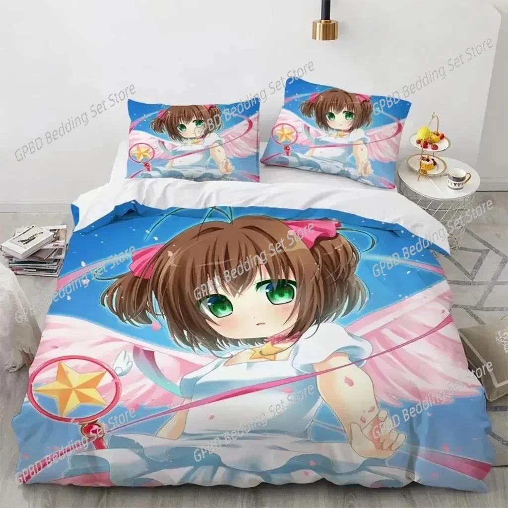 Одеяло Аниме Cardcaptor Sakura Комплект постельного белья 3D-печать Подходит для спальни Детская Домашний текстиль