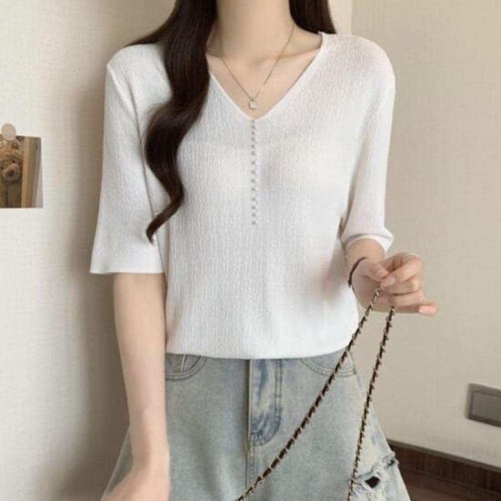 Navava Thin Cool Pearl PoinT ShorT Sleeve KniT T Nk3072