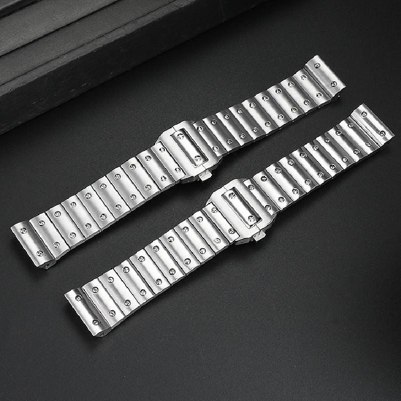 ONE20мм 23мм Сплошной браслет для часов из нержавеющей стали для Cartier WSSA0009 Santos 100 Высококачественный ремешок Santos100 Мужская золотая цепочка для часовMN