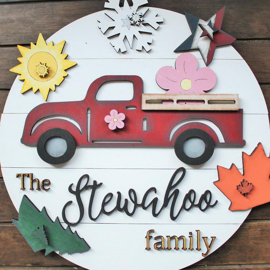 Wooden Swap Diy Festival Wreath Door Hanging Car Wooden Plate Decoration Arrangement