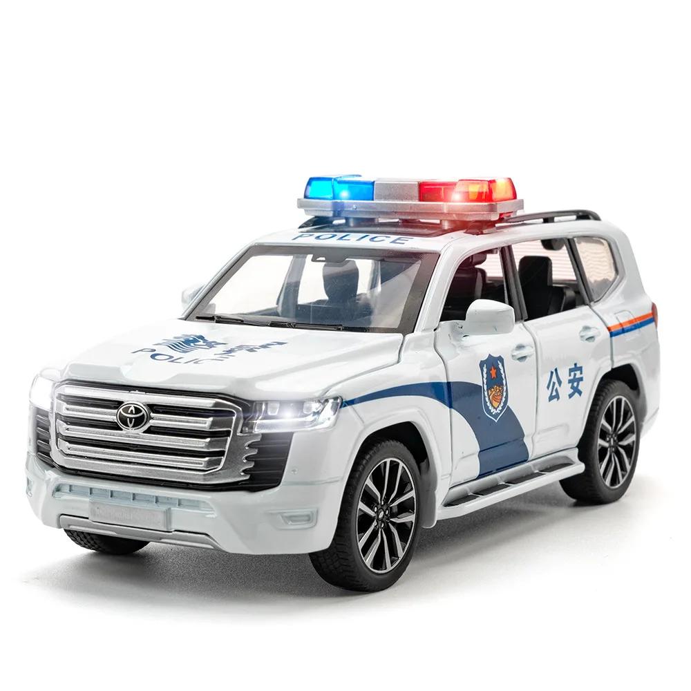 1:32 LAND CRUISER LC300 Police Cars Toys Alloy Diecast Model 6 Doors Opened with Light Music Vehicles Models Boys Birthday Gifts