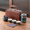 Travel Tea Set Small Portable Outdoor Tea Bag Ceramic One Pot Three Cups Convenient To Carry Tea Set