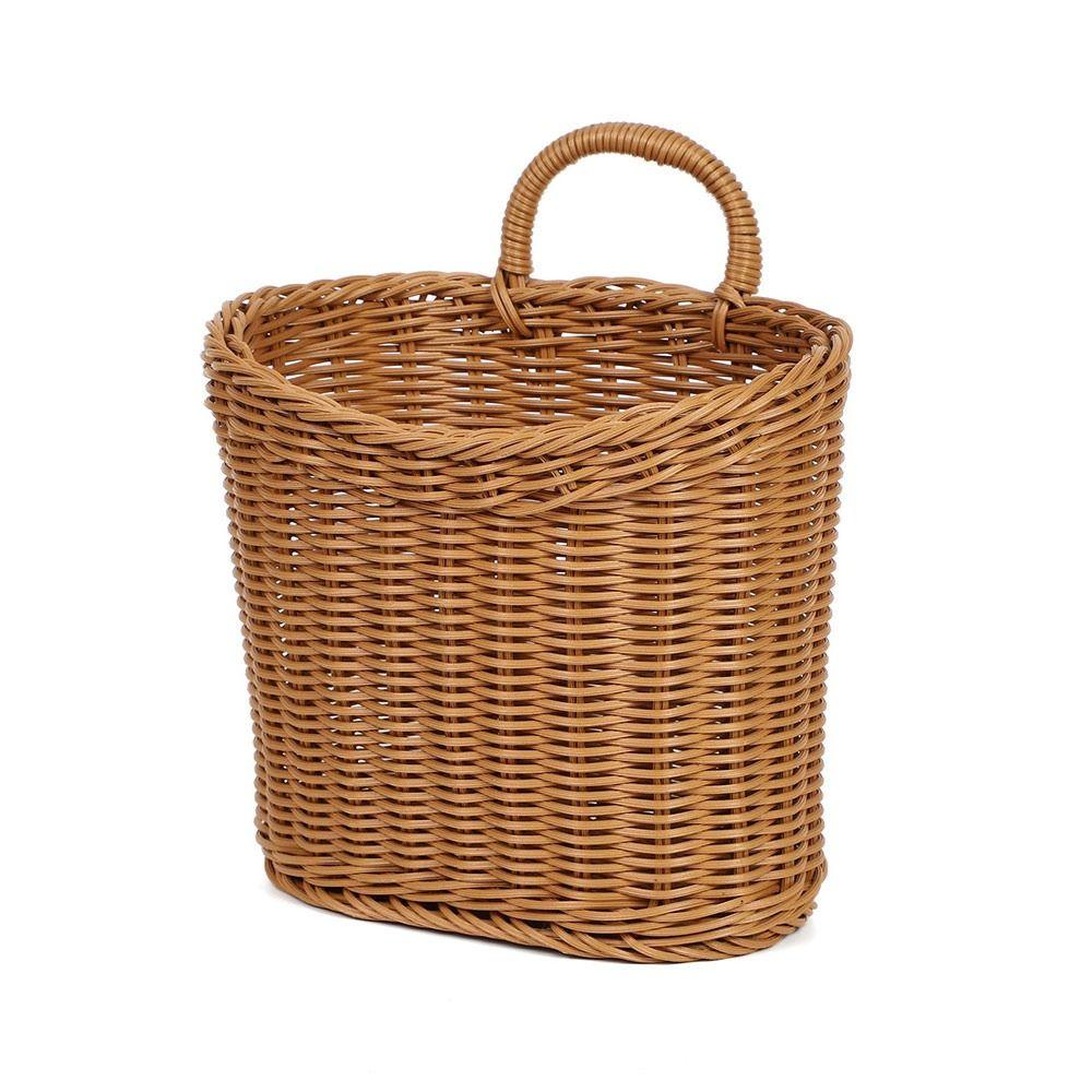 With Handle Hand-woven Hanging Baskets Imitation Rattan Wall Hanging Basket