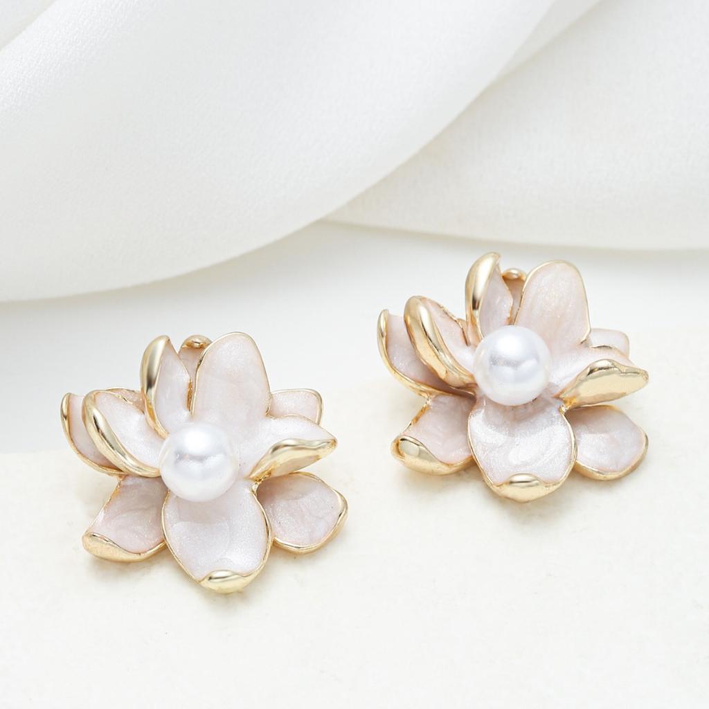 Серьги-гвоздики в виде цветка индивидуальный дизайн тычиночный дизайн инкрустированные жемчужные серьги легкие роскошные серьги