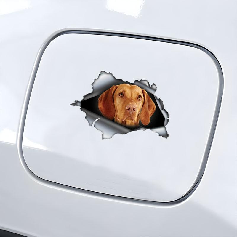 Vizsla 3D Break the Wall Car Sticker, Waterproof Vinyl Material Accessories, Interesting For Cars, Trucks, Motorcycles, Walls