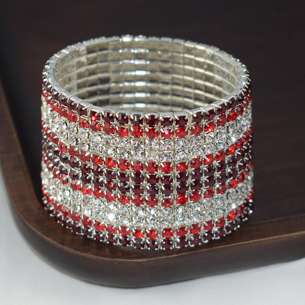 Super Flash Inlaid Bright Crystal Bracelet Rhinestone Multi-Layer Wide Elastic String Ornament