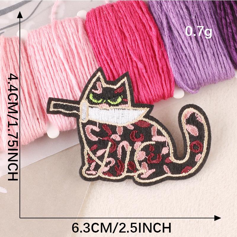 Вышитая этикетка с изображением мультяшного животного, кота, этикетка с изображением значка, аксессуаров для одежды, нашивка для глажки, вышивка, наклейка на ткань