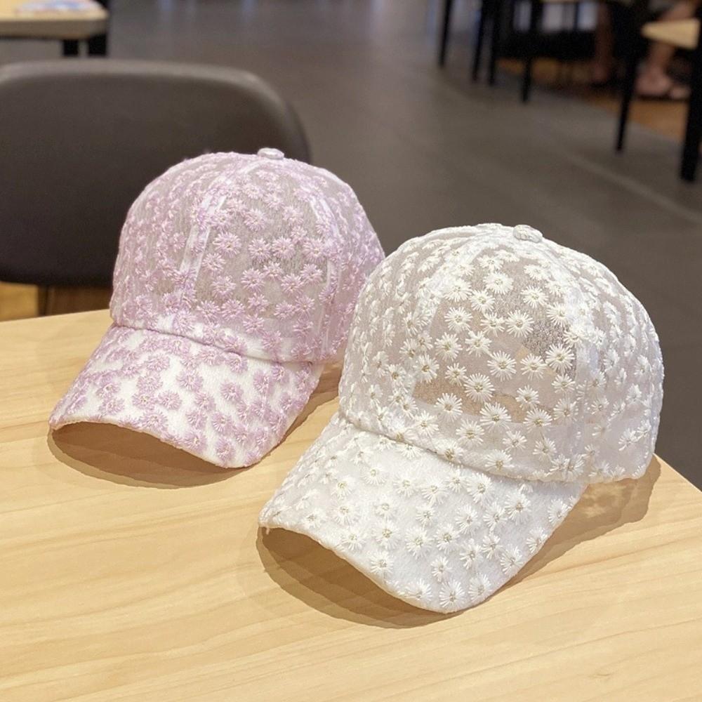 Breathable Visors Cap Embroidered Mesh Peaked Hat Casual Flower Baseball Cap Outdoor