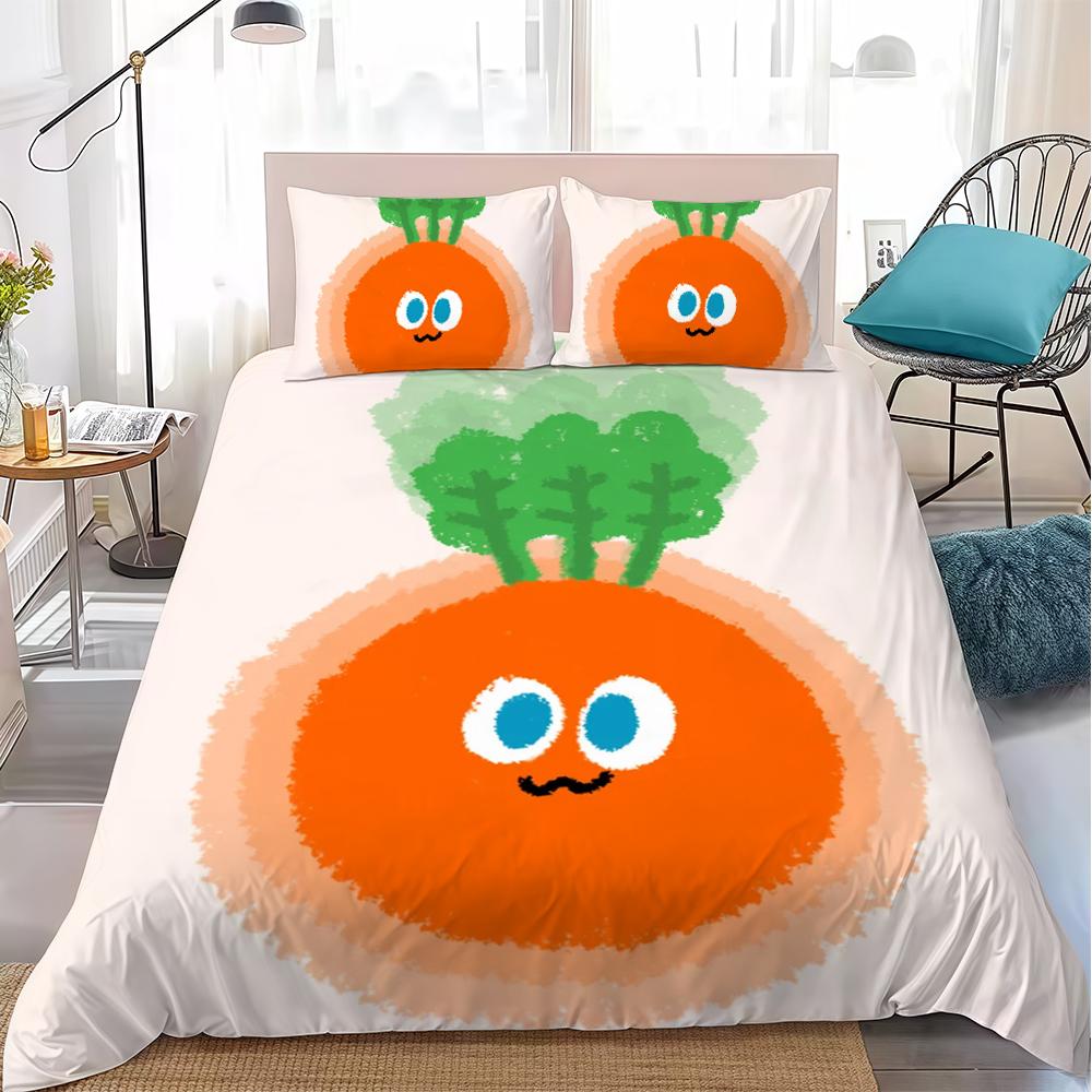 Милый Набор Пододеяльников M-Mojos C-Carrots Домашний Стиль Постельное Белье Мягкое Стирка Кровать Набор из 3 Предметов Подарок для Студенческого Общежития