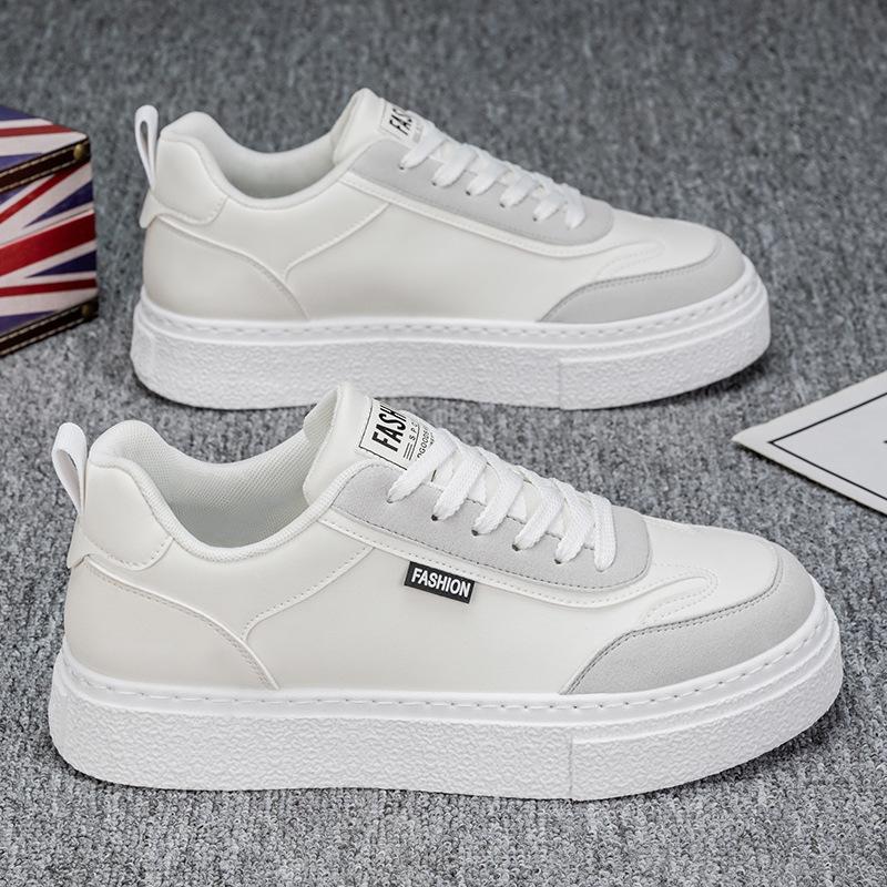 Весна Новые Спортивные и Повседневные Туфли на Толстой Подошве Мужская Обувь Кожа Универсальная Студенческая Модная Обувь Мужская Белая Обувь