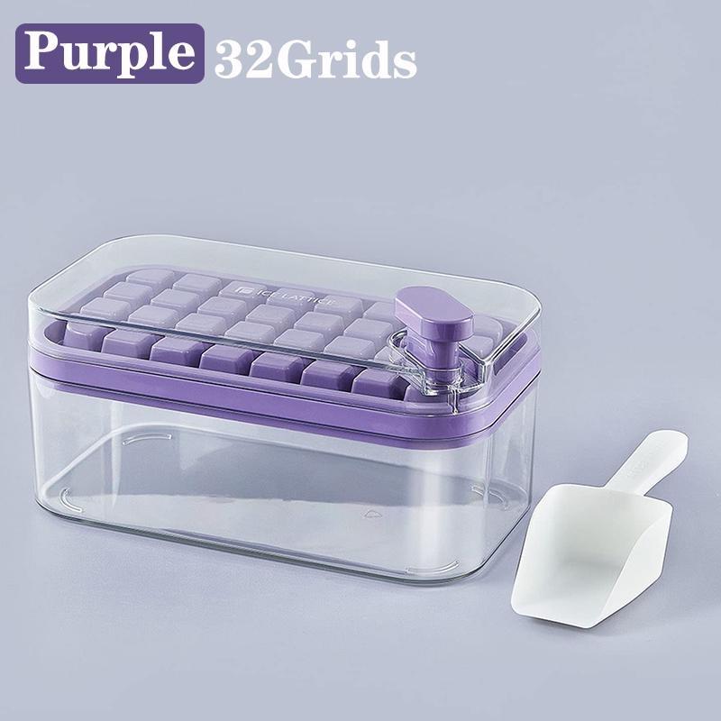 1 шт., пресс-форма для льда с одной кнопкой, коробка для формования льда 32/64 сетки, пластиковая форма для изготовления кубиков льда, форма для лотка для льда с коробкой для хранения с кухонным барным инструментом для прохладительных напитков