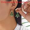 Christmas Tree And Star Drop Dangle Earrings With Ceramic Ear Pins For Womens Holiday Jewelry