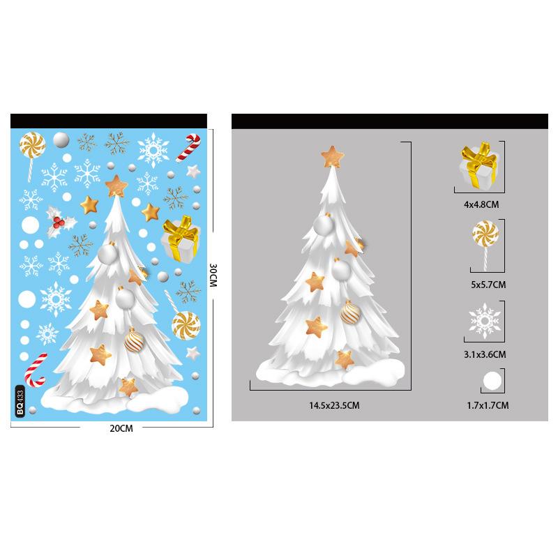 Рождественские наклейки на окна Мультяшный Санта-Клаус Снеговик Елка Наклейка на стекло Настенное украшение Счастливого Рождества для дома