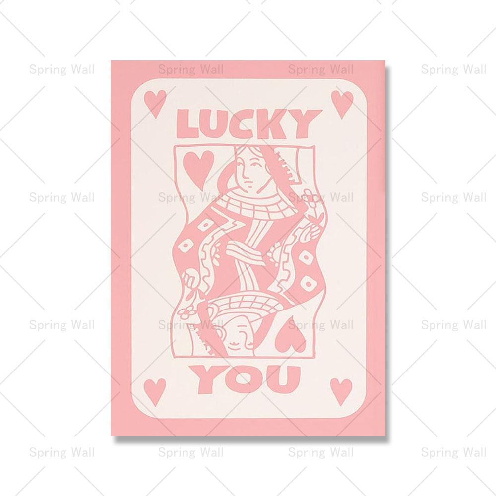 Розовый модный ретро-постер Lucky You Guest Check You Look So Good Эстетическая картина на холсте Скандинавские принты Настенная картина Декор