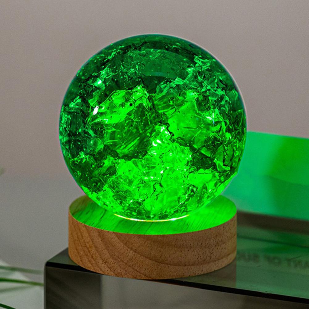 Colored Crystal Ice Cracking Ball Solid Glass Ball Night Light Decoration Ornament Rockery And Flowing Bonsai Craft Accessories