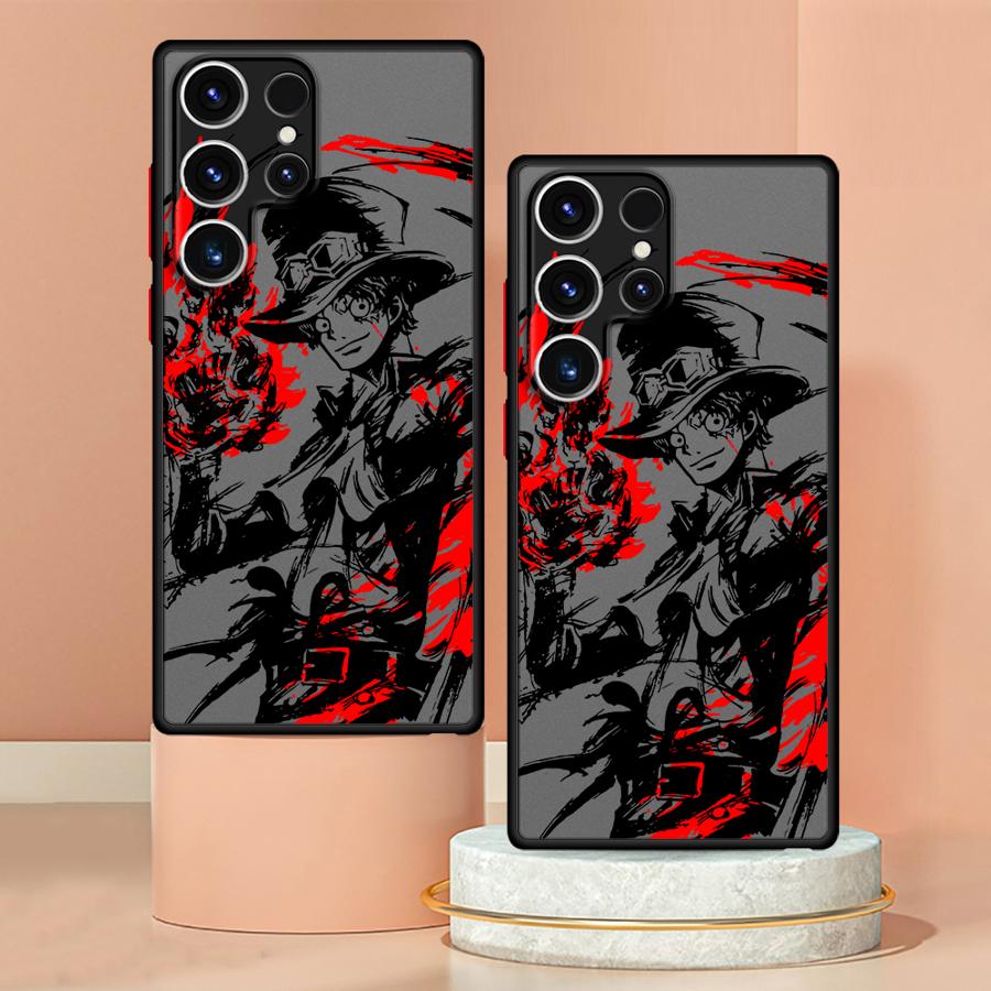 Black Edge Shell Phone Case for Samsung Galaxy S21 S25 Ultra S23 S9 Plus S24 Ultra S21 5G S22 Plus S20 FE S10+ One Piece Sabo