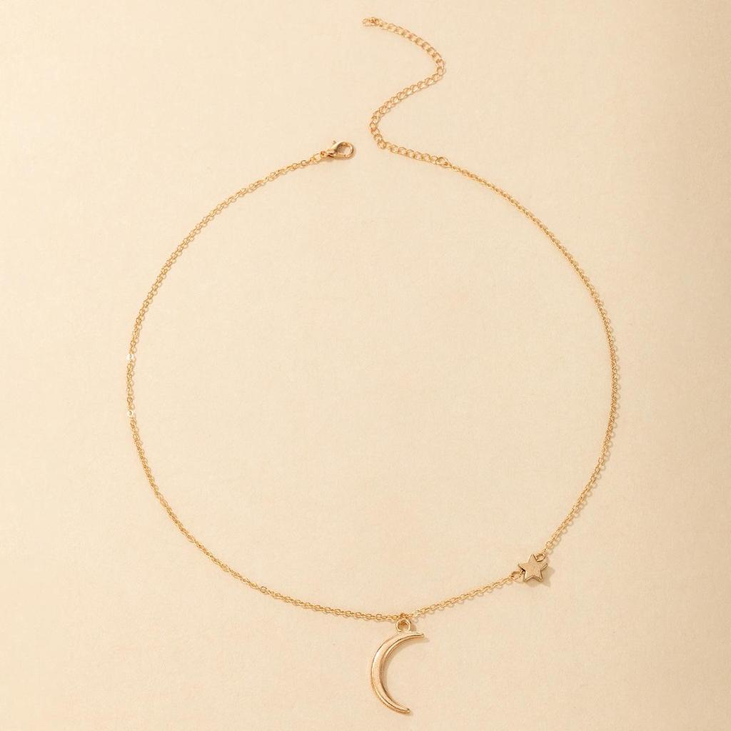 Длинная цепочка, медный кулон, ожерелье для женщин, модное ожерелье с луной в европейском и американском стиле, простые винтажные украшения с воротником