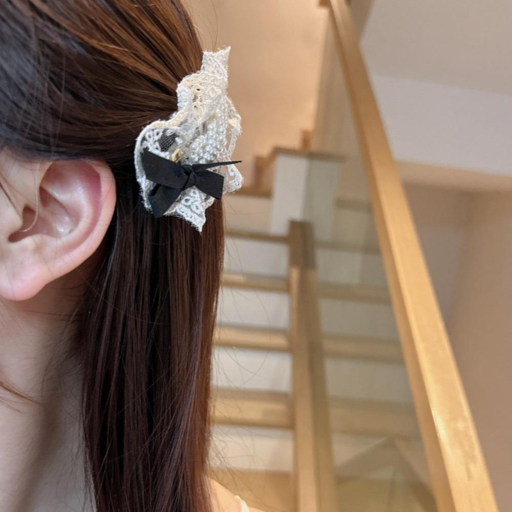 Cloth Lace Flower Hair Clip Pearl Lace Wedding Hair Clip Retro Flower Hair Rope  Wedding Bridal