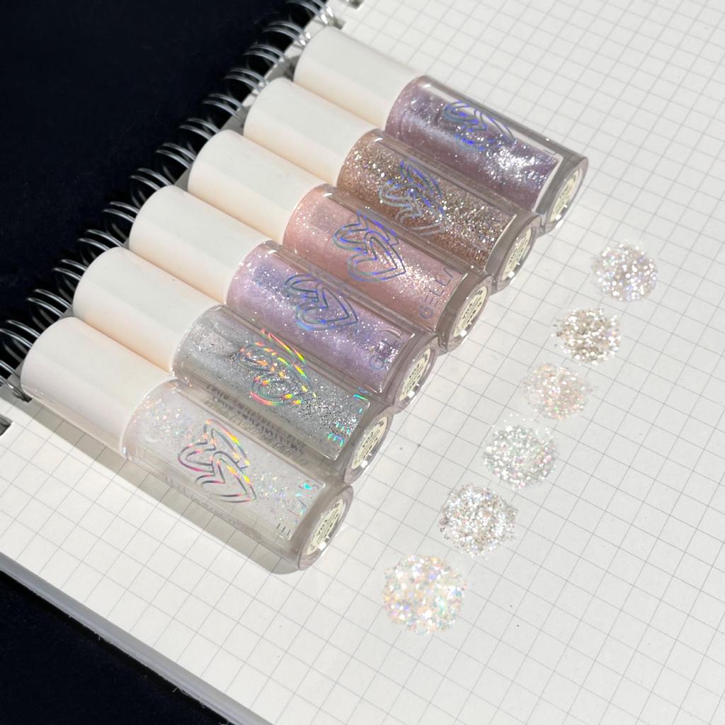 Жидкие мерцающие тени для век Gellas: Хайлайтер под глаза в форме капли с мелким глиттером