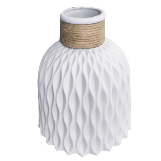 Nordic Style Plastic Faux Ceramics Striped Vase Desktop Decor for Home