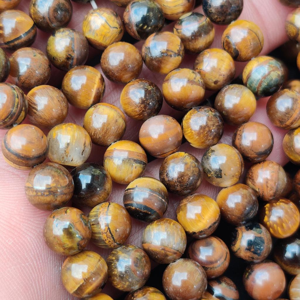 Круглые бусины из натурального золотого тигрового глаза, свободные бусины из целебных драгоценных камней, изготовление ювелирных изделий своими руками для браслета и ожерелья, размер 6 мм, 8 мм, 10 мм.