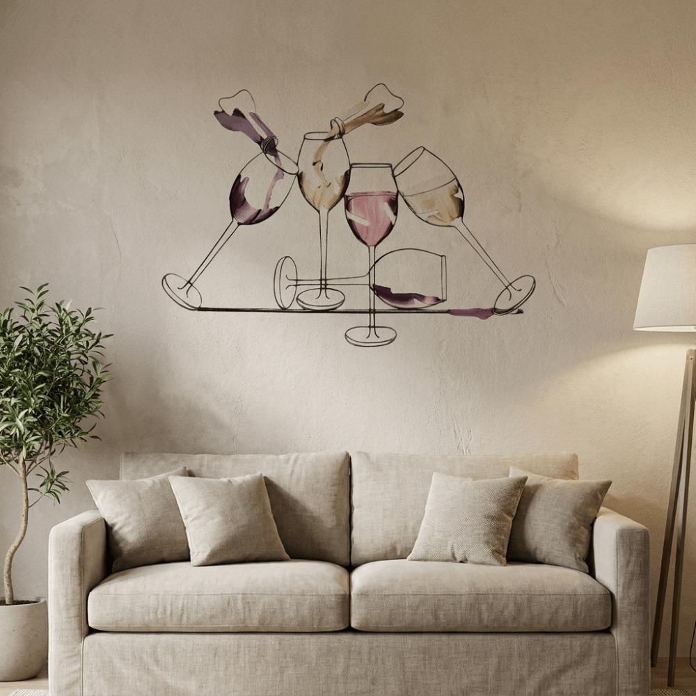 Iron Art Colorful Wine Glass Wall Art Hollow Out Wall Art Sculpture Outdoor Decor