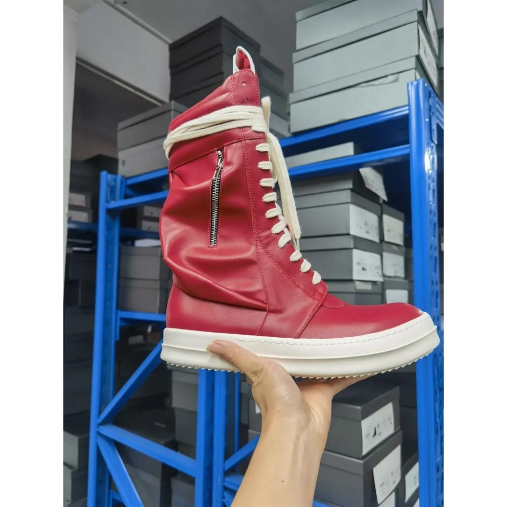 Рик Винтажные Высокие Ботинки Мужские Мотоциклетные Ботинки Высочайшего Качества Натуральная Кожа Бренд Молния Длинные Ботинки Женские Карманные Ботинки до Икры