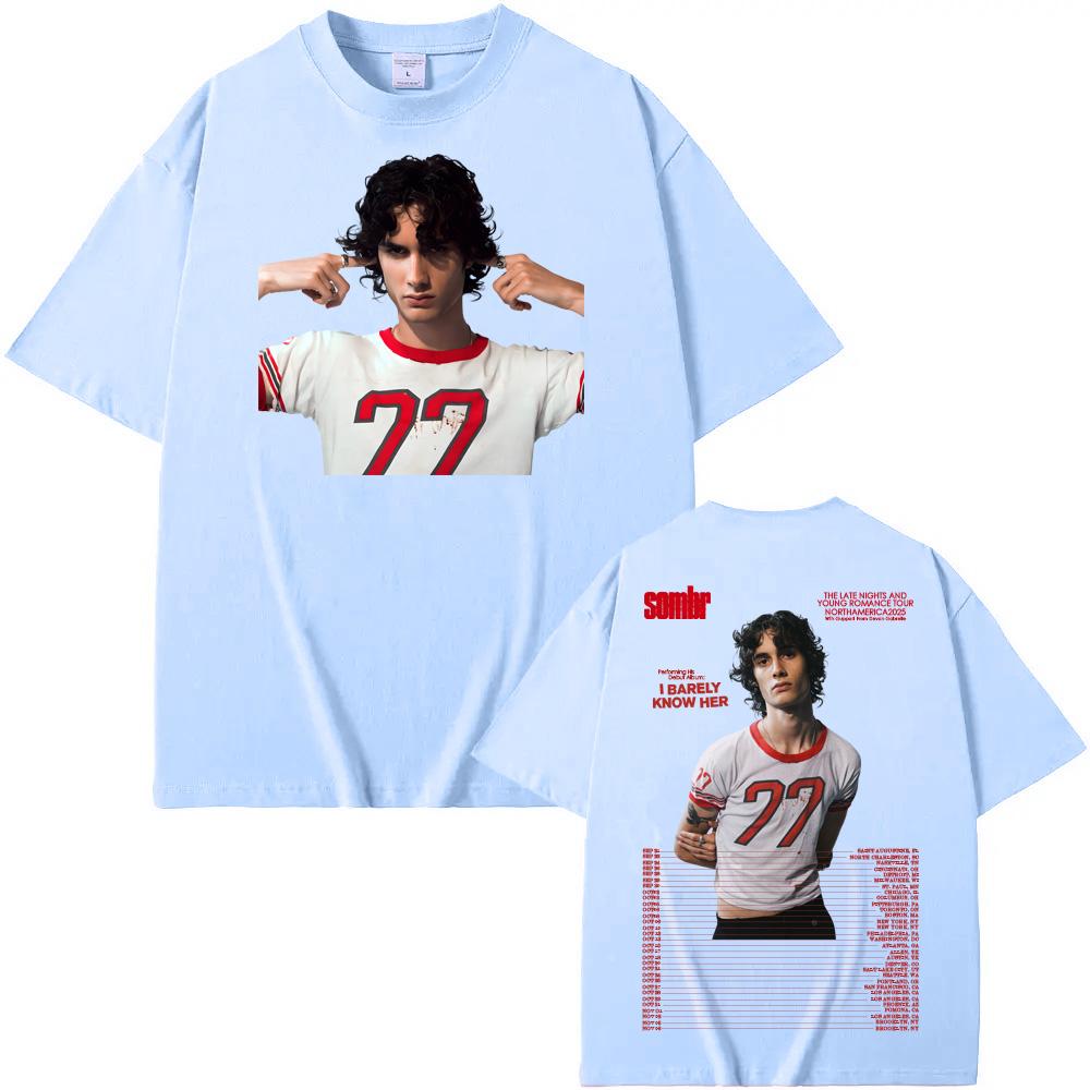 Sombr - The Late Nights and Young Romance Tour Северная Америка 2025 Футболка 100% хлопок винтажная Высокое качество Летняя футболка с альбомом