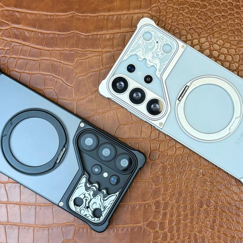 Чехол-накладка Samsung S26 Ultra с покрытием Skin-Feel и магнитным вращающимся металлическим держателем