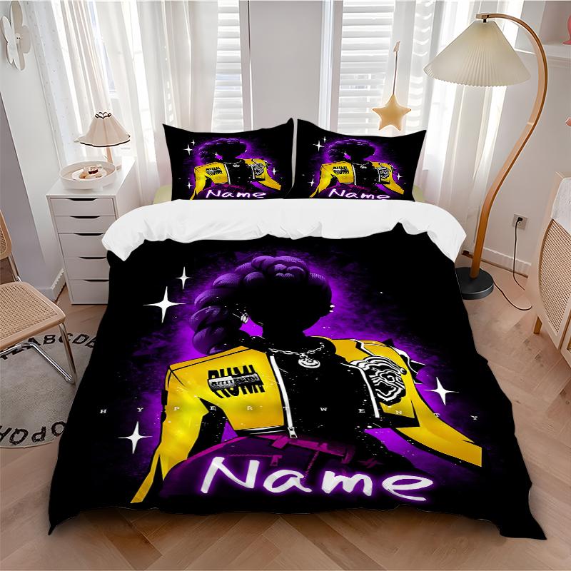 Custom Name kpop cartoon Girl Bedding 3 Piece Set HD Print Duvet Cover Pillowcases for Teens Adult Bedroom Decoration