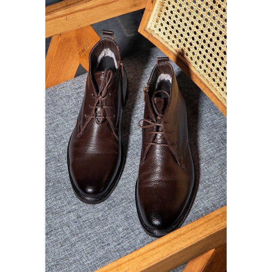 Мужские классические ботинки из натуральной кожи на резиновой подошве