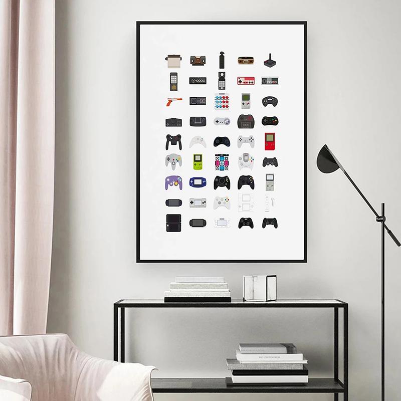 Контроллеры для видеоигр, холст, картина, ручная игровая консоль, постеры, принты, настенные художественные картинки для гостиной, Настенный декор, Cuadros