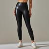 Tooxika New Style Bright Leather Stitching Leather Pants Sexy Elastic Tight High Waist Nine-point Trousers