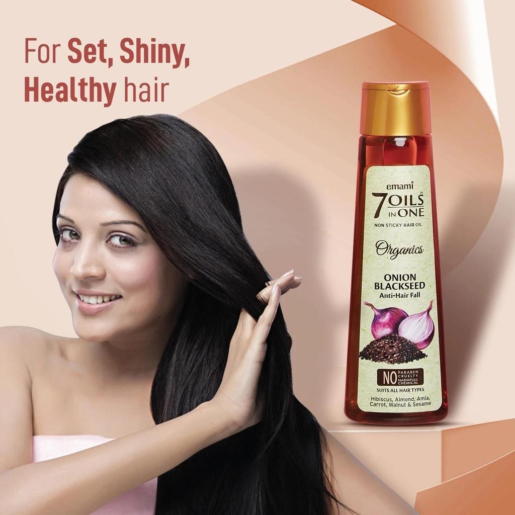 Emami 7 Oils in One Onion Balck Seed Anti-Hair Fall Hair oil non-sticky 200 ML