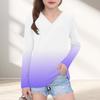 Womens V-Neck Long Sleeve Loose Fit T-Shirt With Polka Dot Print Casual Oversized Top Daily Wear