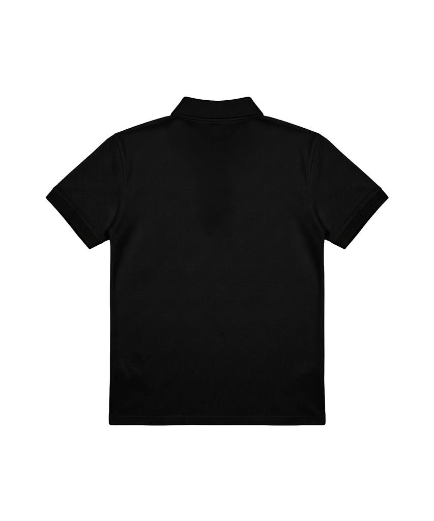 PHERMENON Muscle Fit Lettering Plain Collared T-Shirt - Black
