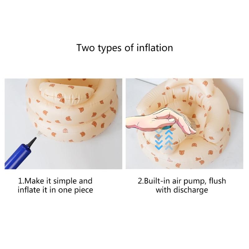 Детское кресло для обучения плаванию, надувное и складное, детский табурет для купания, с мультяшным рисунком медведя, детское кресло для игр в бассейне