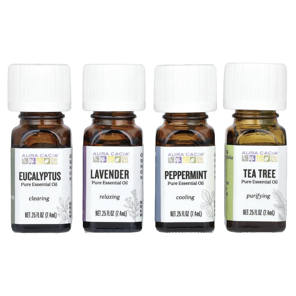 Pure Essential Oils, Discover Kit, 4 Bottles, 7.4 Ml (0.25 Fl Oz) Each