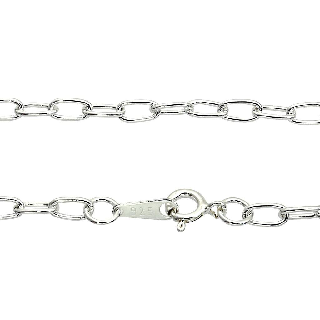 Sears Long Azuki Chain Necklace, Silver 925, 3.2mm Wide, 50cm